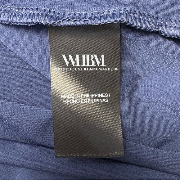 NEW WHBM Matte Jersey Draped Cowl Neck Shell Top Size L Officer Blue Cap Sleeve - Picture 8 of 10